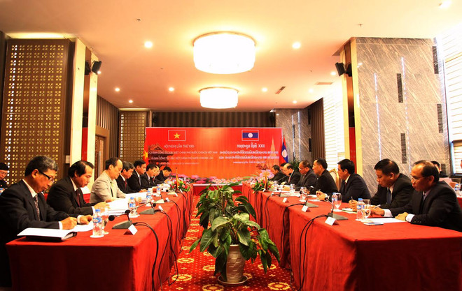 Quang cảnh cuộc họp giữa Ban công tác đặc biệt Chính phủ hai nước Việt Nam-Lào. (Ảnh: Phạm Kiên/Vietnam+) Thủ tướng Lào đánh giá cao kết quả của hai Ban công tác đặc biệt ảnh 2