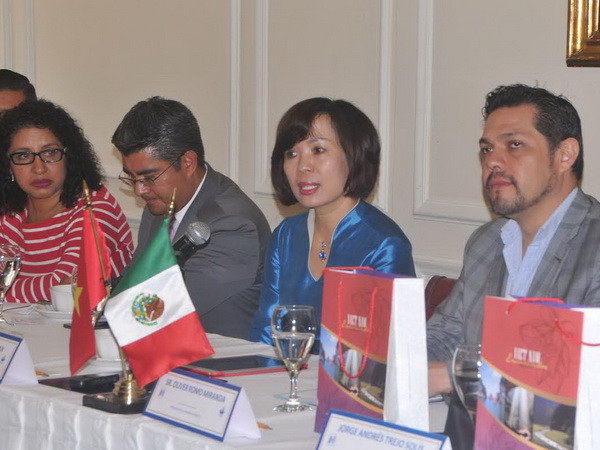 Đại sứ Lê Linh Lan phát biểu tại buổi tọa đàm. (Ảnh: Việt Hùng/Vietnam+) Trí thức Mexico ngưỡng mộ thành tựu kinh tế xã hội của Việt Nam ảnh 1