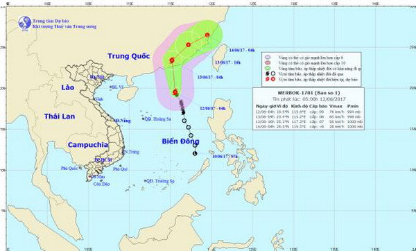 Đường đi và vị trí cơn bão. (Nguồn: nchmf.gov) Bão số 1 sẽ suy yếu thành áp thấp nhiệt đới, cả nước có mưa ảnh 1