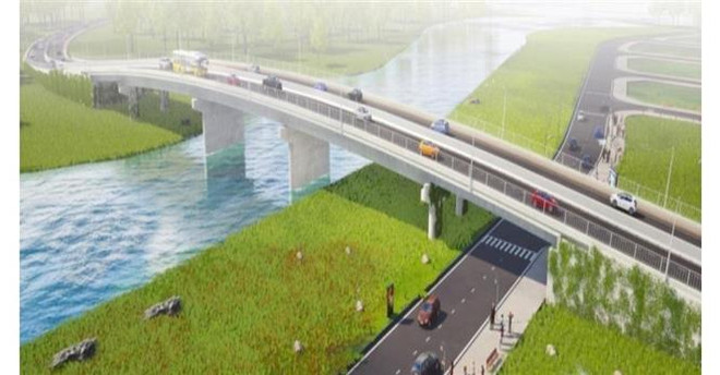 Hình ảnh Cầu Đò dự kiến khi được hoàn thiện giúp tránh ùn tắc giao thông tại Bình Dương. (Ảnh: Văn Hướng/TTXVN) Bình Dương - mô hình điểm về thu hút đầu tư phát triển kinh tế ảnh 1