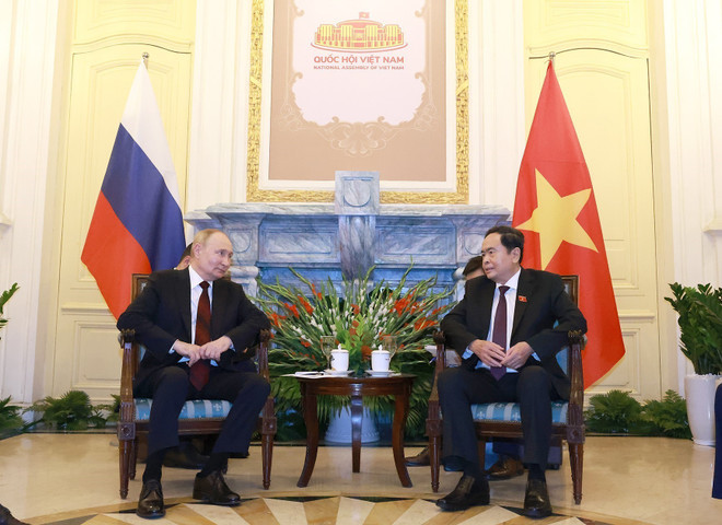 Chủ tịch Quốc hội Trần Thanh Mẫn hội kiến Tổng thống Liên bang Nga Vladimir Putin. (Ảnh: Thống Nhất/TTXVN) ttxvn_tran thanh man putin (2).jpg
