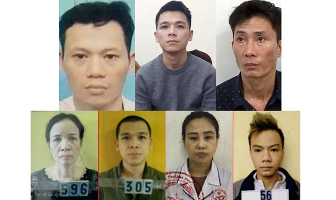 Nguyễn Xuân Quý bên trái (hàng trên). Đỗ Thị Lưu, Nguyễn Anh Vũ, Nguyễn Thị Minh Huệ và Bùi Chí Hải từ phải qua (hàng dưới). (Nguồn: hanoimoi.com.vn) Truy tố 10 bị can vụ "bay lắc" trong Bệnh viện Tâm thần Trung ương 1 ảnh 1
