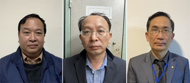 Các bị can lần lượt: Nguyễn Minh Tuấn; Nguyễn Nam Liên; Trịnh Thanh Hùng. (Nguồn: mps.gov.vn) Vụ Việt Á: Khởi tố thêm các cán bộ Bộ Khoa học Công nghệ và Bộ Y tế ảnh 1
