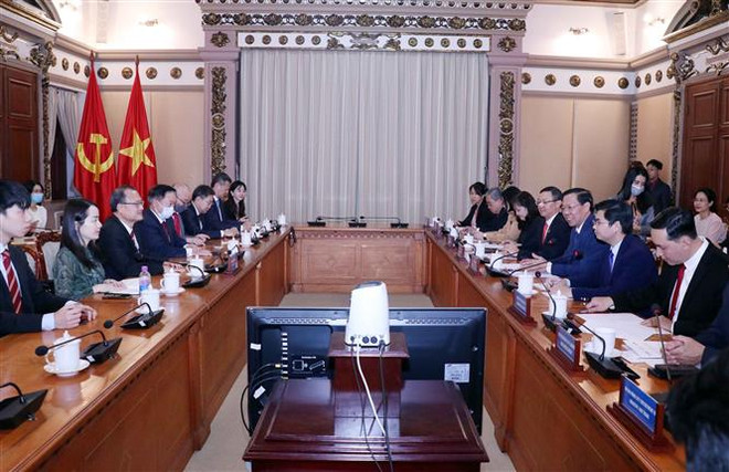 Quang cảnh buổi tiếp. (Ảnh: Xuân Khu/TTXVN) TP Hồ Chí Minh sẵn sàng chào đón các doanh nghiệp Hong Kong đến đầu tư ảnh 2