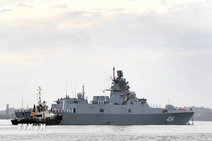 Tàu khu trục Đô đốc Gorshkov của Hải quân Nga. (Ảnh minh họa: THX/TTXVN)