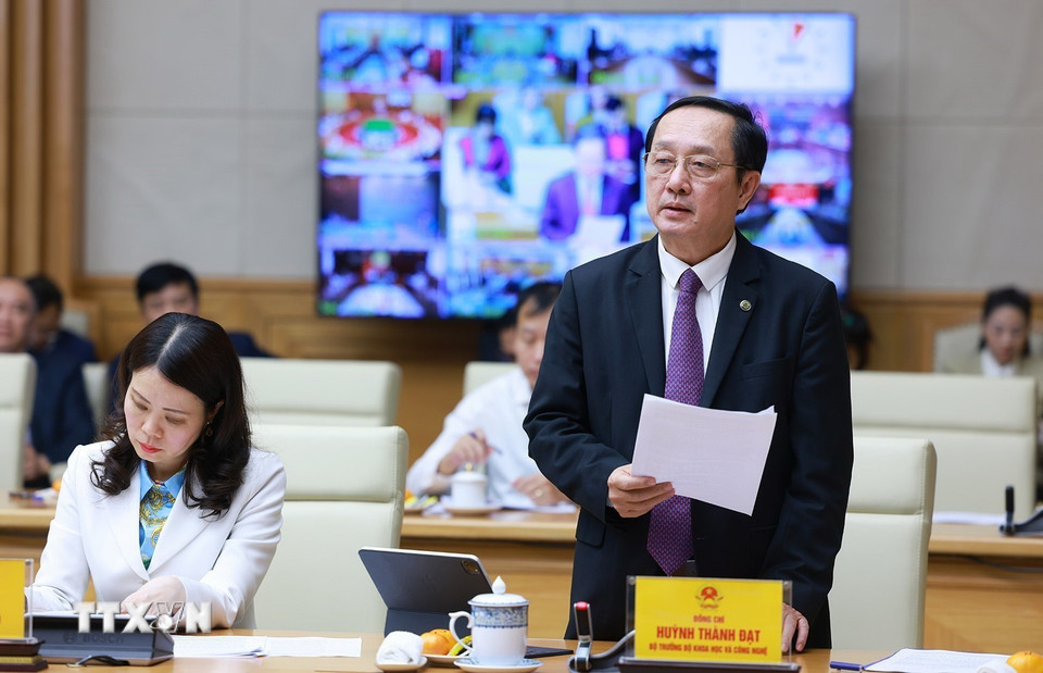 Bộ trưởng Bộ Khoa học và Công nghệ Huỳnh Thành Đạt phát biểu tại Hội nghị triển khai nhiệm ngoại giao kinh tế năm 2025. (Ảnh: Dương Giang/TTXVN)