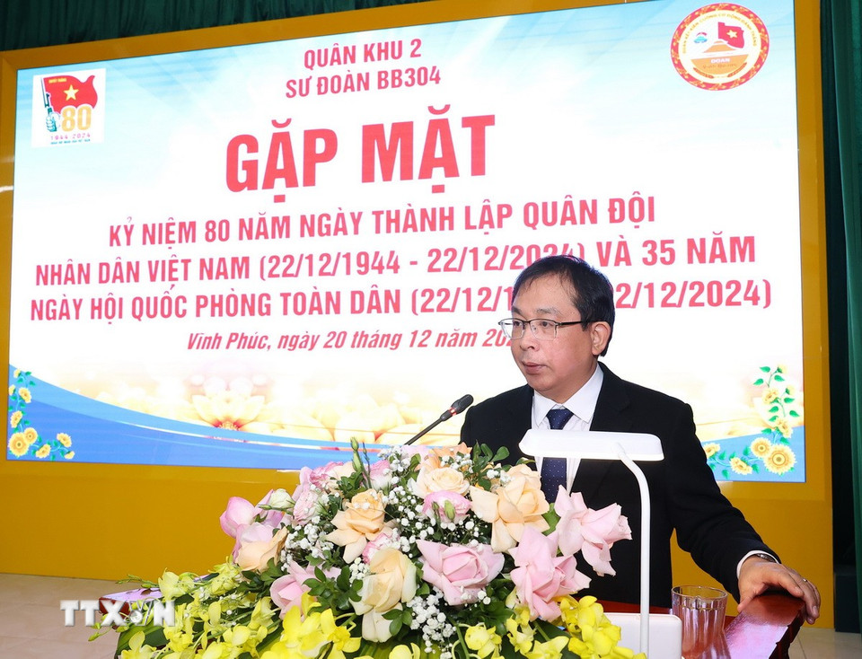 Phó Bí thư Đảng ủy, Phó Tổng Giám đốc TTXVN Nguyễn Tuấn Hùng phát biểu. (Ảnh: Văn Điệp/TTXVN)