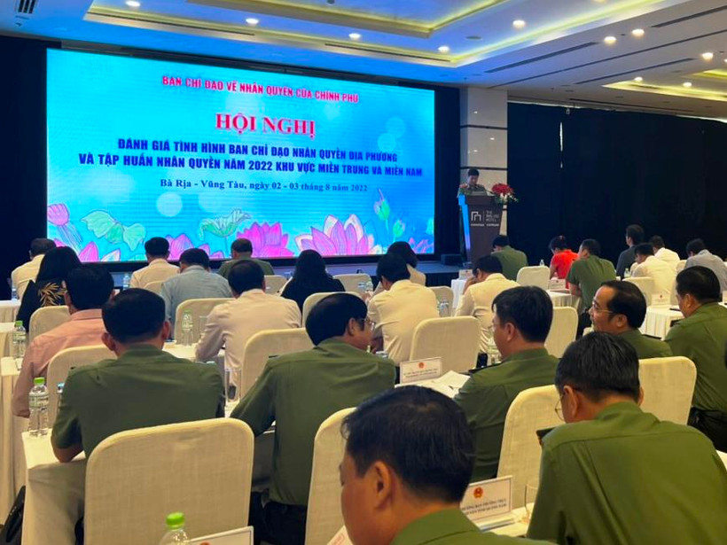 Hội nghị đánh giá tình hình Ban Chỉ đạo Nhân quyền các địa phương khu vực miền Trung và miền Nam. (Ảnh: PV/Vietnam+)