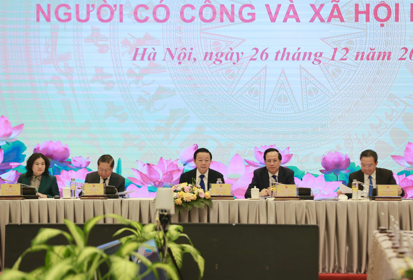 Hội nghị trực tuyến toàn quốc triển khai nhiệm vụ lao động, người có công và xã hội năm 2024. (Ảnh: Hoàng Hiếu/TTXVN)