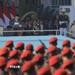 Tổng thống Indonesia Prabowo Subianto phát biểu tại buổi lễ. (Ảnh: Đỗ Quyên/TTXVN)