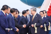 Lễ đón Tổng Bí thư Tô Lâm tại Sân bay Quốc tế Techo. (Ảnh: Thống Nhất/TTXVN)