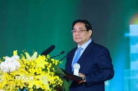 Thủ tướng Phạm Minh Chính phát biểu tại Lễ khánh thành Nhà máy Điện khí LNG Nhơn Trạch 3 và 4. (Ảnh: Dương Giang/TTXVN)