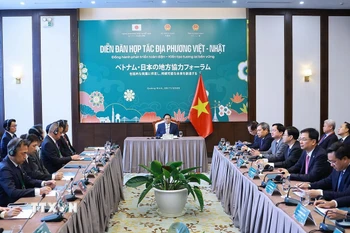 Thủ tướng Phạm Minh Chính tiếp đoàn đại biểu địa phương Nhật Bản. (Ảnh: Dương Giang/TTXVN)