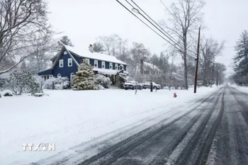 Tuyết phủ trắng Norwood, New Jersey, Mỹ ngày 27/12/2025. (Ảnh: REUTERS/TTXVN)