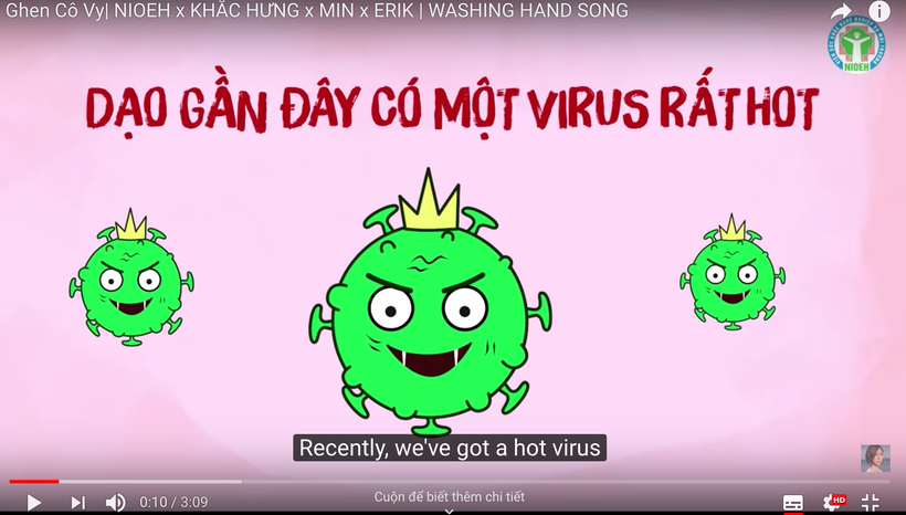 “Ghen Cô vy” là bản biến tấu về ca từ của “Ghen” - một bài hát do hai ca sỹ (Min và Erik) thể hiện từ năm 2017. (Ảnh chụp màn hình)