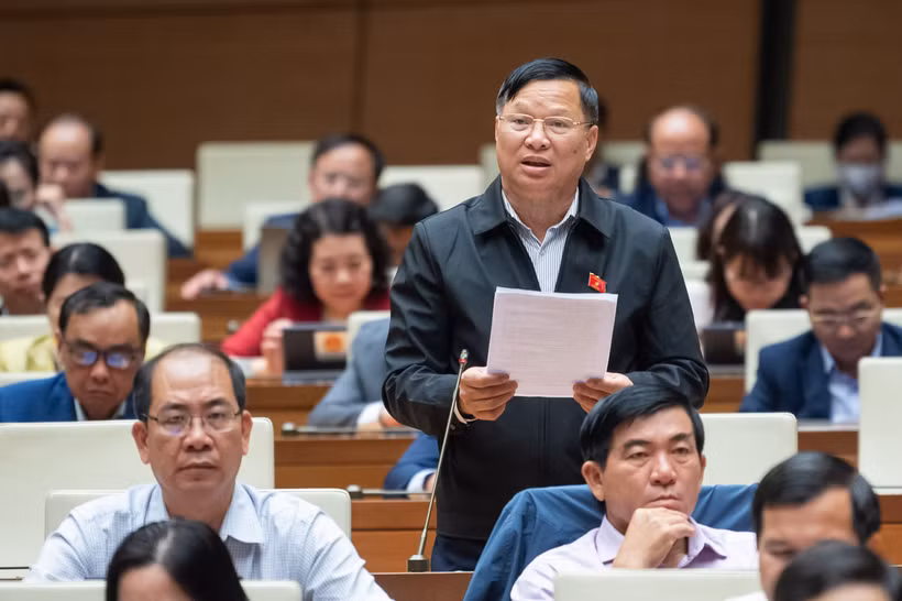 Đại biểu Quốc hội Trần Văn Tiến phát biểu. (Ảnh: CTV/Vietnam+)