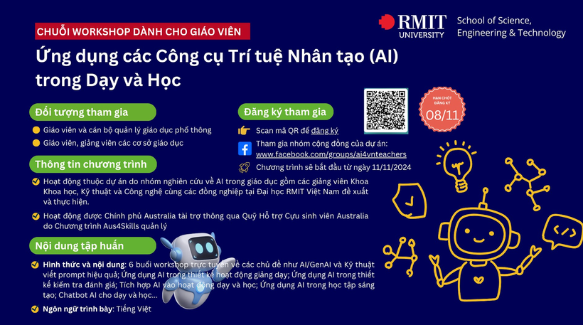 Tập huấn nhằm hỗ trợ giáo viên khai thác hiệu quả trí tuệ nhân tạo. (Ảnh: AFP)