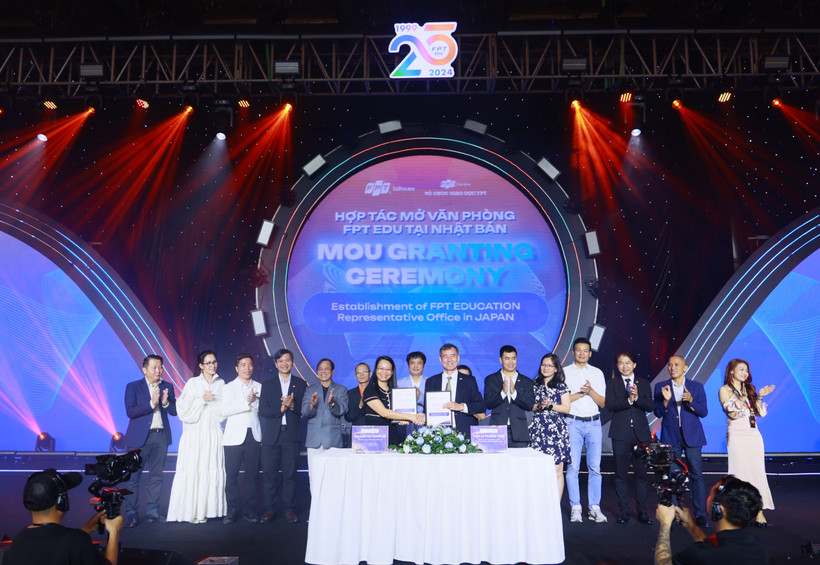 Lễ công bố hợp tác mở văn phòng đại diện giáo dục của FPT tại Nhật Bản. (Ảnh: PV/Vietnam+)