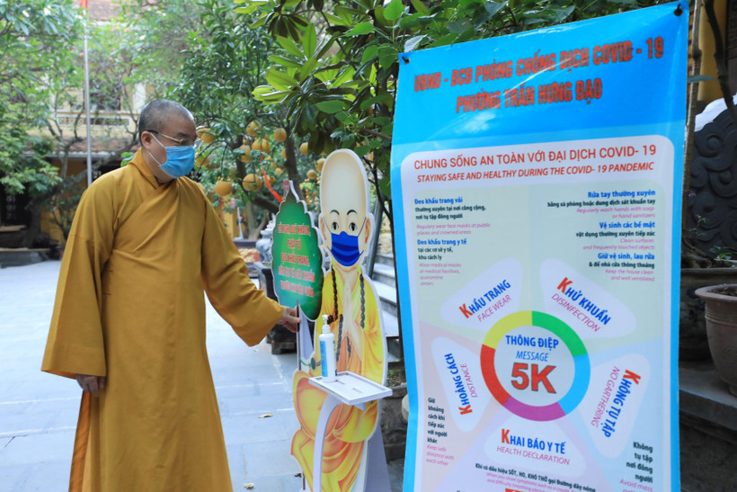 Thông điệp 5K tại Chùa Quán Sứ, Hà Nội. (Ảnh minh họa: Minh Đức/TTXVN)