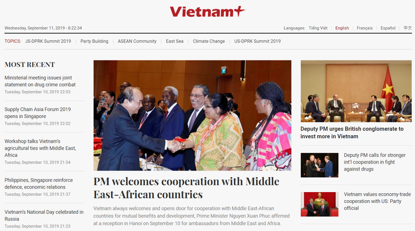 Giao diện mới của phiên bản tiếng Anh tại địa chỉ betaen.vietnamplus.vn.