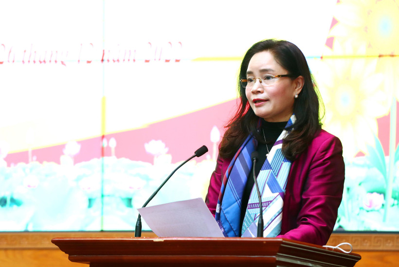 Thứ trưởng Bộ Văn hóa, Thể thao và Du lịch Trịnh Thị Thủy phát biểu. (Ảnh: Trần Huấn/Vietnam+)