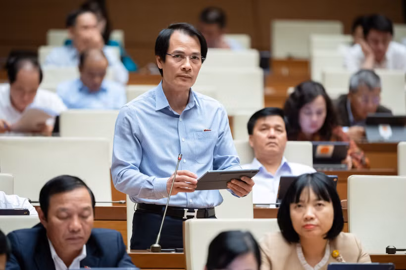 Đại biểu Bùi Sỹ Hoàn phát biểu ý kiến. (Ảnh: CTV/Vietnam+)