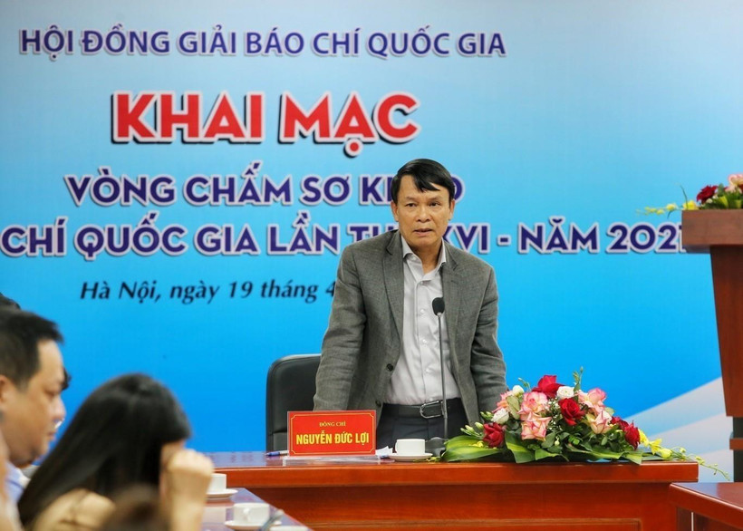 Ông Nguyễn Đức Lợi, Phó Chủ tịch Thường trực Hội Nhà báo Việt Nam, Chủ tịch Hội đồng sơ khảo phát biểu. (Ảnh: Tuấn Đức/TTXVN)