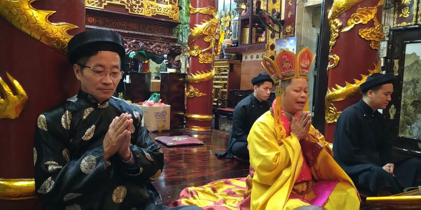 Lễ Thượng nguyên tại Đền Dâu năm nay chỉ tổ chức trong nội bộ nhà đền. (Ảnh: Minh Thu/Vietnam+