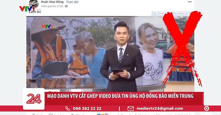 VTV tuyên bố tài khoản Huấn Hoa Hồng đưa tin giả liên quan đến lũ lụt miền Trung. (Ảnh: VTV)