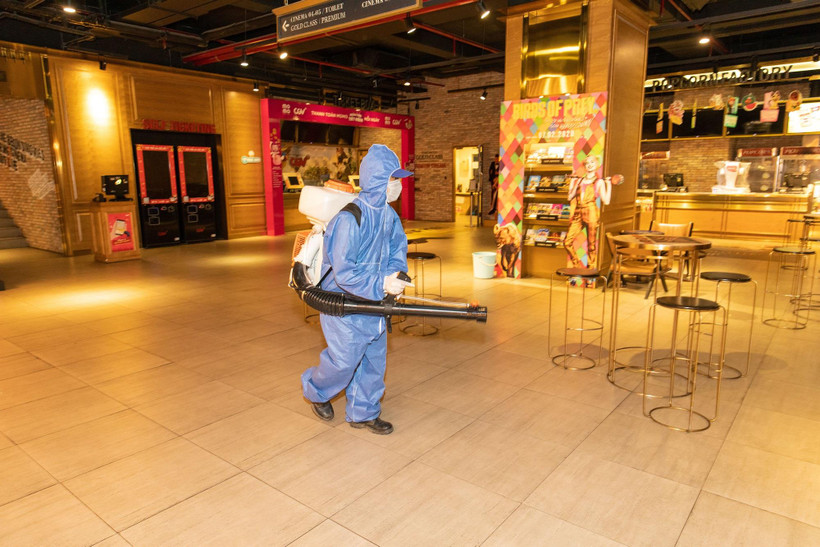 Rạp chiếu phim tăng cường các biện pháp phòng chống dịch COVID-19. (Ảnh: CGV)