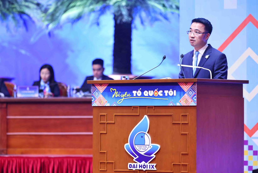 Tân Chủ tịch Trung ương Hội Liên hiệp thanh niên Việt Nam khoá IX Nguyễn Tường Lâm. (Ảnh: PV/Vietnam+)