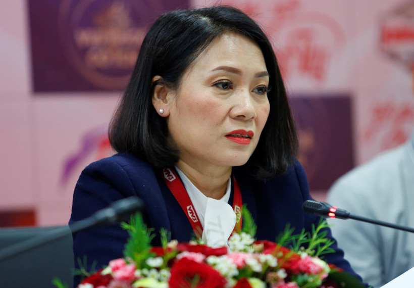 Nhà báo Tạ Bích Loan trong buổi gặp gỡ báo chí sáng 27/3 tại Hà Nội. (Ảnh: PV/Vietnam+)