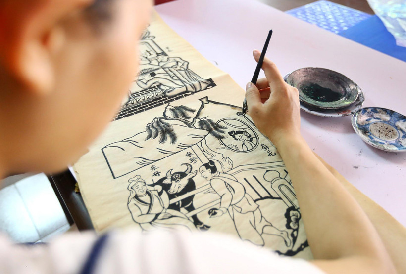 Nghề làm tranh dân gian Đông Hồ được đưa vào Danh mục di sản văn hóa phi vật thể quốc gia từ năm 2012. (Ảnh: TTXVN)