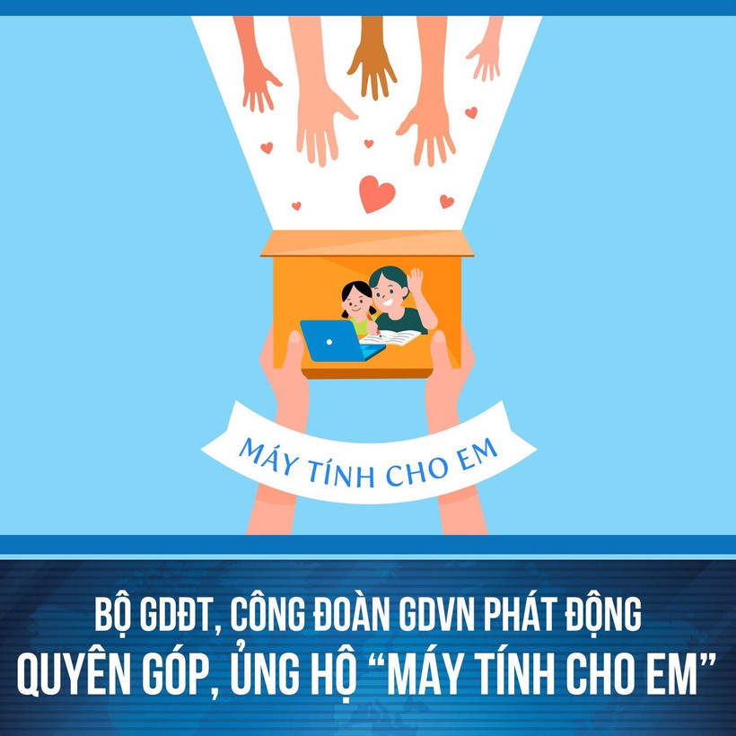 Bộ Giáo dục và Đào tạo kêu gọi ủng hộ máy tính cho học sinh khó khăn học trực tuyến. (Nguồn: Bộ GD-ĐT)