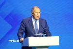 Ngoại trưởng Nga Sergey Lavrov phát biểu tại Hội nghị Quốc tế Minsk lần thứ hai về An ninh Á-Âu ở Belarus, hồi tháng 10 năm ngoái. (Ảnh: THX/TTXVN)