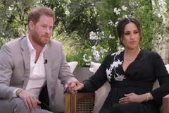 Vợ chồng Harry và Meghan trong buổi trả lời phỏng vấn (Nguồn: CBS)