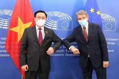 Chủ tịch Quốc hội Vương Đình Huệ và Chủ tịch Nghị viện châu Âu David Sassoli. (Ảnh: Doãn Tấn/TTXVN)