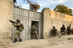 Các lực lượng Thổ Nhĩ Kỳ tại thị trấn Tal Abyad, miền Bắc Syria ngày 18/10/2019. (Ảnh: THX/TTXVN)