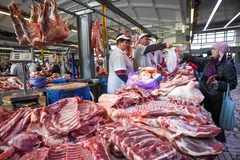 Người dân mua thực phẩm tại chợ ở Moskva, Nga ngày 16/1/2018. (Ảnh: AFP/TTXVN) 