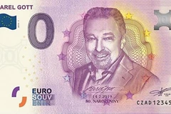 Chân dung ca sỹ Karel Gott trên tiền giấy euro kỷ niệm. (Nguồn: CTK)