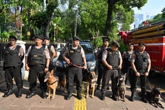 Cảnh sát Indonesia được triển khai tại Jakarta ngày 21/5/2019. (Ảnh: AFP/ TTXVN)