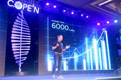 Tập đoàn Công nghệ CMC tổ chức Lễ ra mắt Hệ sinh thái hạ tầng mở C.OPE2N (CMC Open Ecosystem for Enterprise) cho doanh nghiệp và tổ chức mgày 9/4/2019. CMC là một trong ba đại diện Việt Nam được nhận giải thưởng ASOCIO 2019. (Ảnh: Minh Quyết/TTXVN)