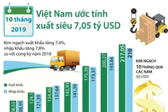 [Infographics] 10 tháng năm 2019, Việt Nam xuất siêu hơn 7 tỷ USD