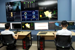 Trung tâm điều hành an ninh mạng SOC tỉnh Thái Bình. (Ảnh: Thế Duyệt/TTXVN) 