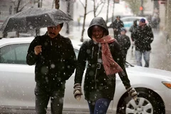 Tuyết rơi dày đặc ở Chicago, Mỹ ngày 27/4/2019. (Ảnh: THX/TTXVN)