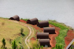 19 căn nhà gỗ vi phạm Di tích thắng cảnh quốc gia Hồ Tuyền Lâm hồi tháng 11/2018. (Ảnh: Đặng Tuấn/TTXVN)