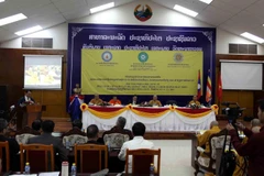 Toàn cảnh Hội thảo khoa học quốc tế Phật giáo Việt Nam tại Lào. (Ảnh: Phạm Kiên-Thu Phương/TTXVN)