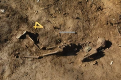 Bộ hài cốt binh sỹ Hàn Quốc trong Chiến tranh Triều Tiên được phát hiện tại dãy núi Arrowhead, nằm ở khu vực biên giới liên Triều ở Cheorwon, tỉnh Gangwon. (Ảnh: Yonhap/TTXVN) 