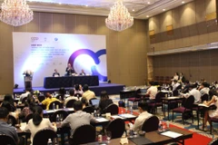 Quang cảnh buổi họp báo giới thiệu Diễn đàn Pháp lý Liên minh Hợp tác xã khu vực châu Á-Thái Bình Dương. (Ảnh: Xuân Dự/TTXVN) 