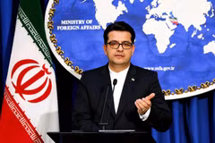 Người phát ngôn Bộ Ngoại giao Iran Abbas Mousavi phát biểu trong cuộc họp báo ở Tehran ngày 28/5/2019. (Ảnh: AFP/TTXVN)